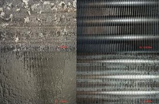 鋁翅片清洗前后對比